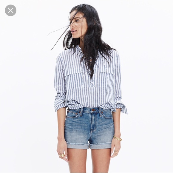 madewell high rise cuffed denim shorts